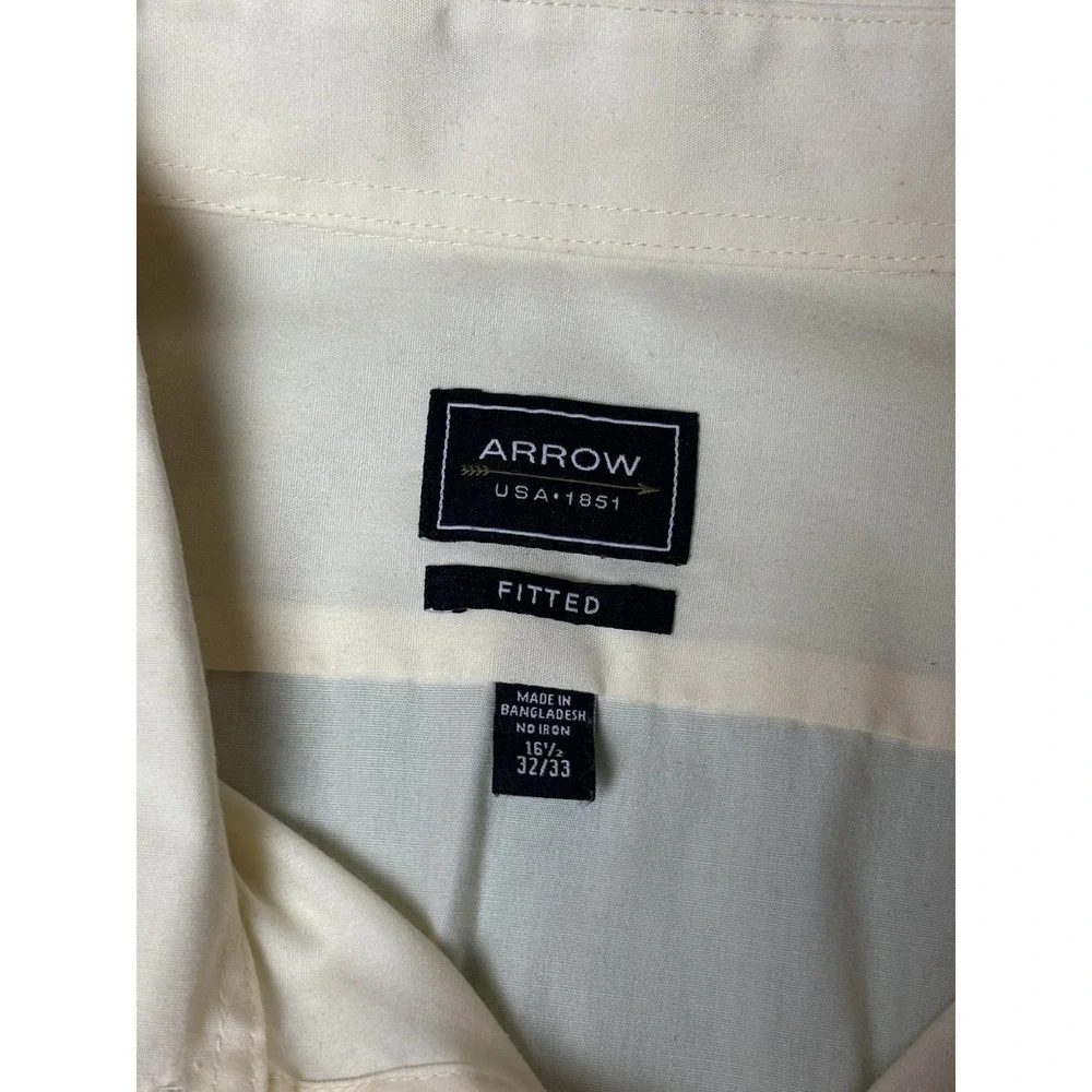 Arrow Shirt Mens Large Fitted No Iron 16.5‎ 32/33 Yellow